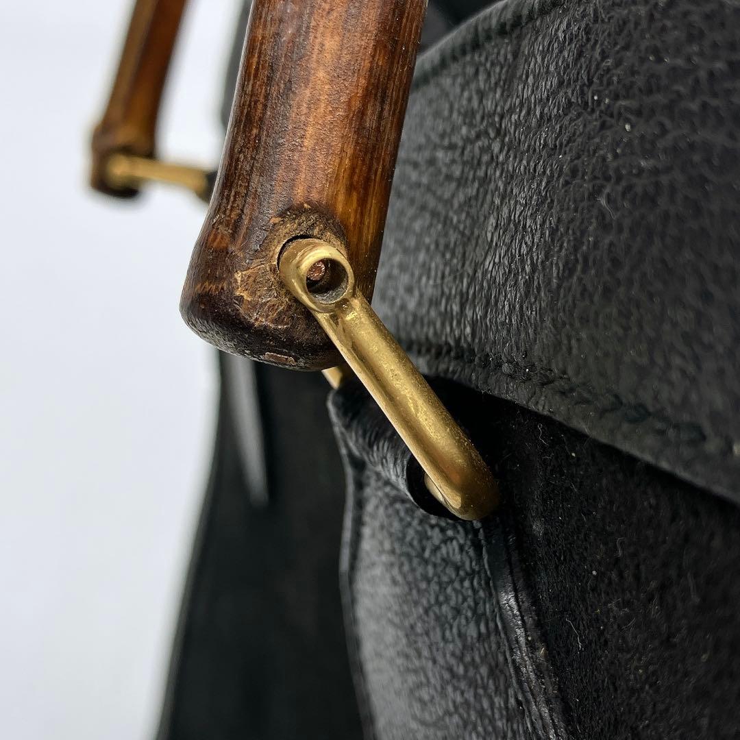 【GUCCI】トートバッグ　バンブー　スエード　レザー　ブラック