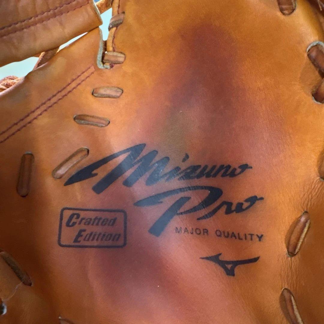 中古品ミズノプロ軟式ファーストミット軟式用野球グローブ 右利き用オレンジ