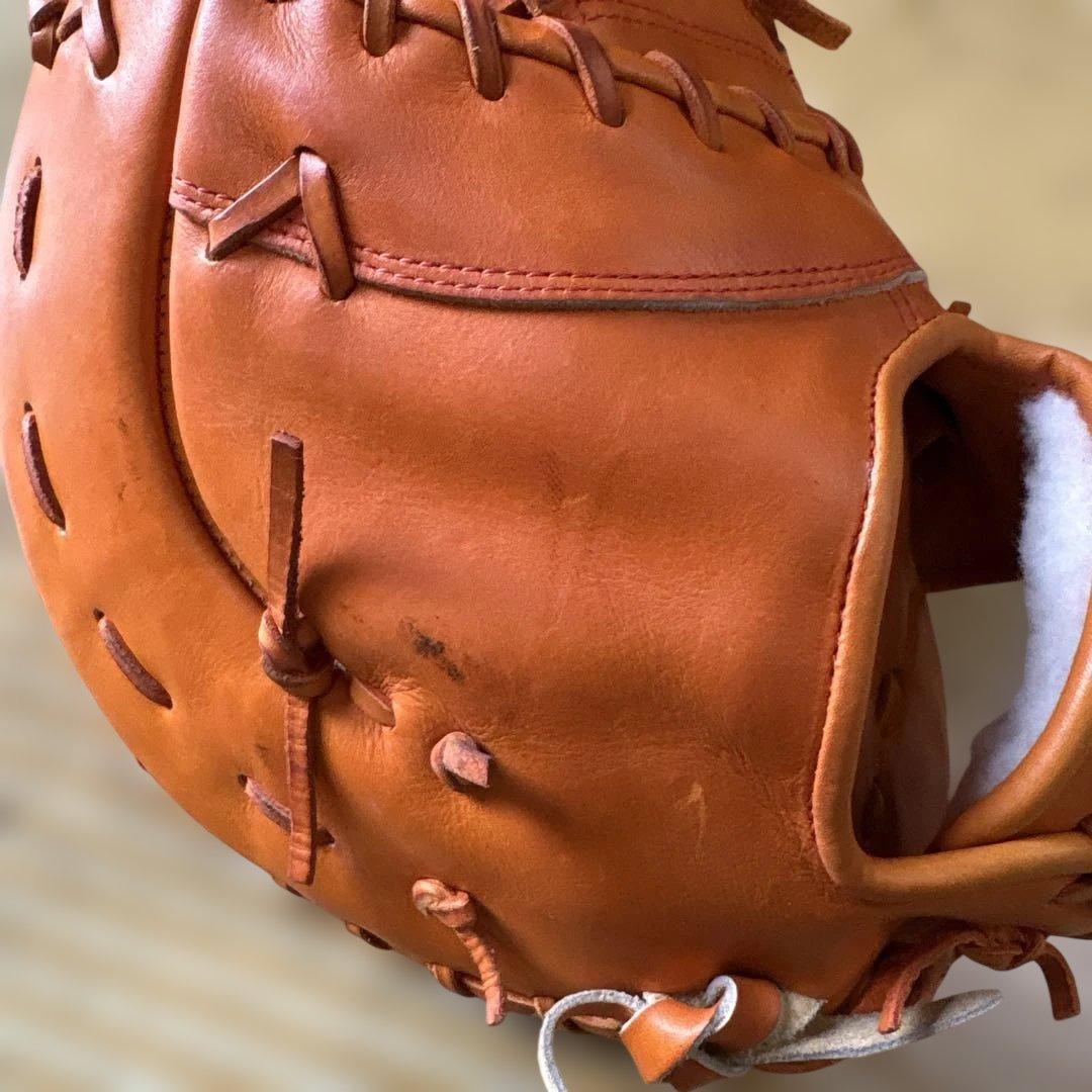 中古品ミズノプロ軟式ファーストミット軟式用野球グローブ 右利き用オレンジ