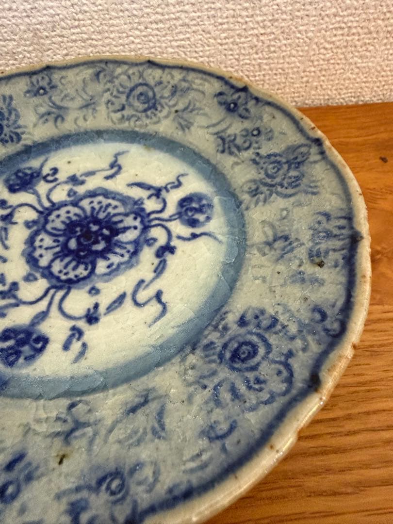 イムサエム 染付 輪花皿 18cm 作家物