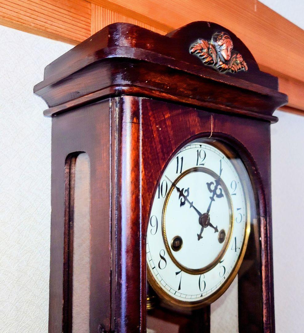 〈完動・美品〉精工舎　琺瑯文字盤スリゲル小角丸座敷ゼンマイ振り子掛け時計