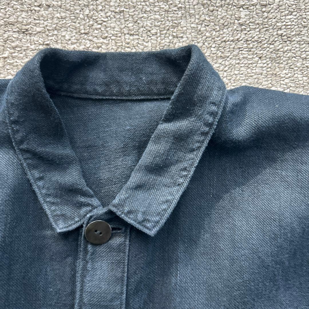 年末SALE mittan 綾織大麻平面ブルゾン(藍×炭）　size3