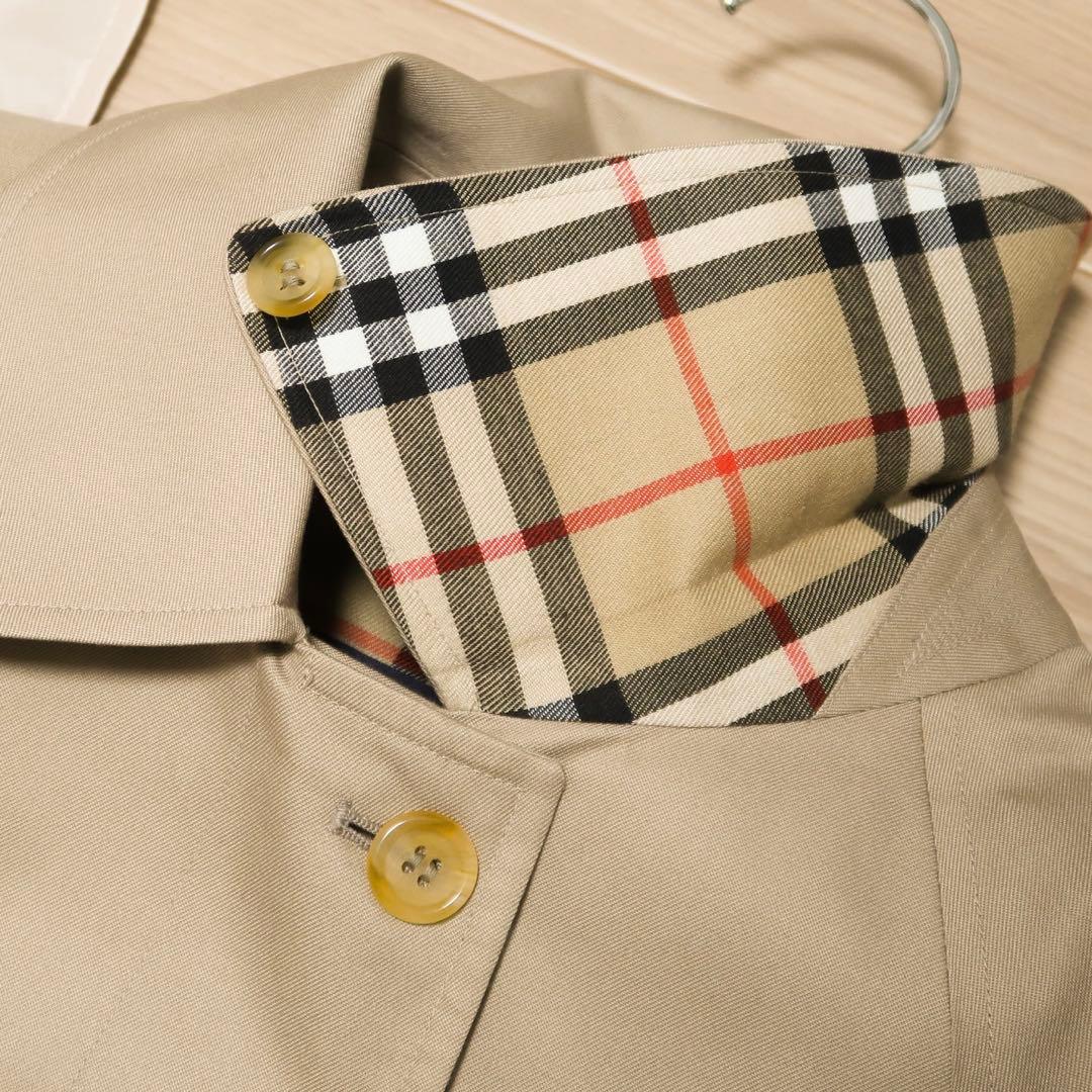 極上 ビンテージ バーバリー ステンカラーコート BURBERRY 襟裏チェック