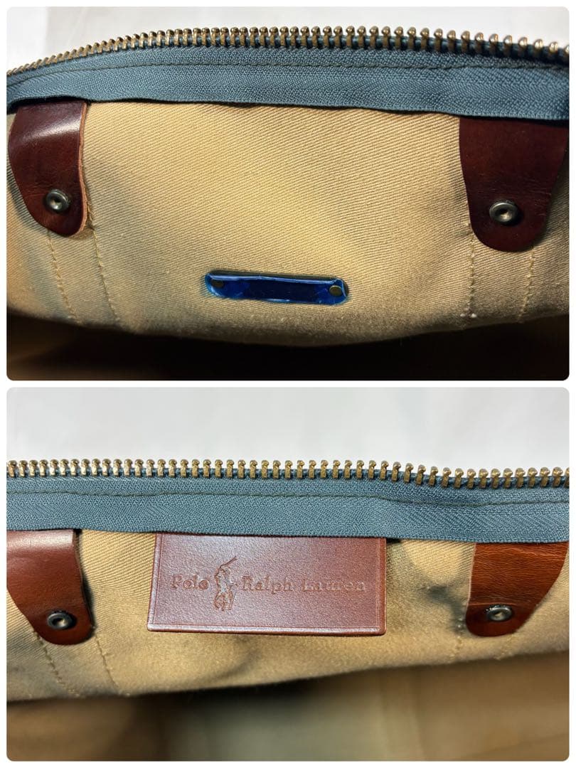 ポロ　ラルフローレン　ボストンバッグ　 2way チェック　PVC レザー　底鋲