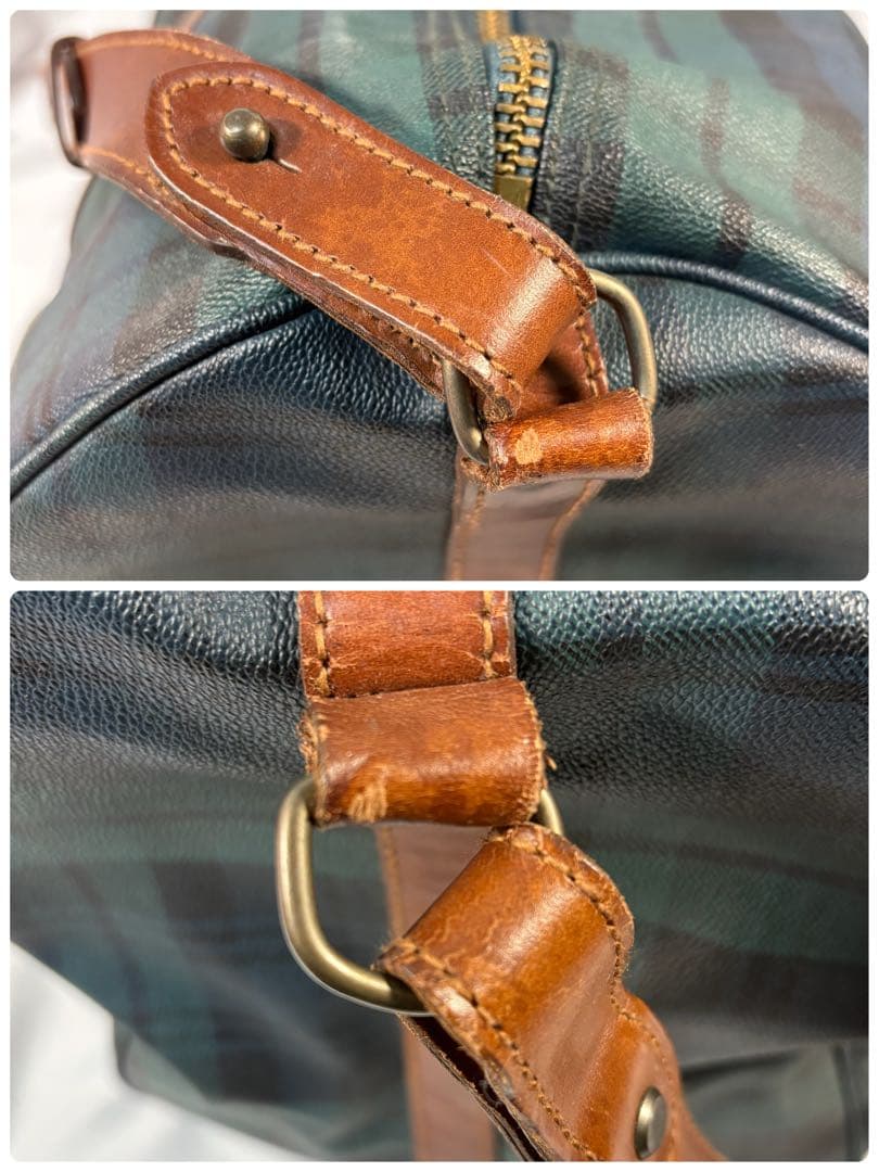 ポロ　ラルフローレン　ボストンバッグ　 2way チェック　PVC レザー　底鋲