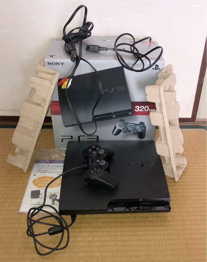 PS3 本体（黒）：購入時の箱・梱包材・アフターサービスのしおり付き