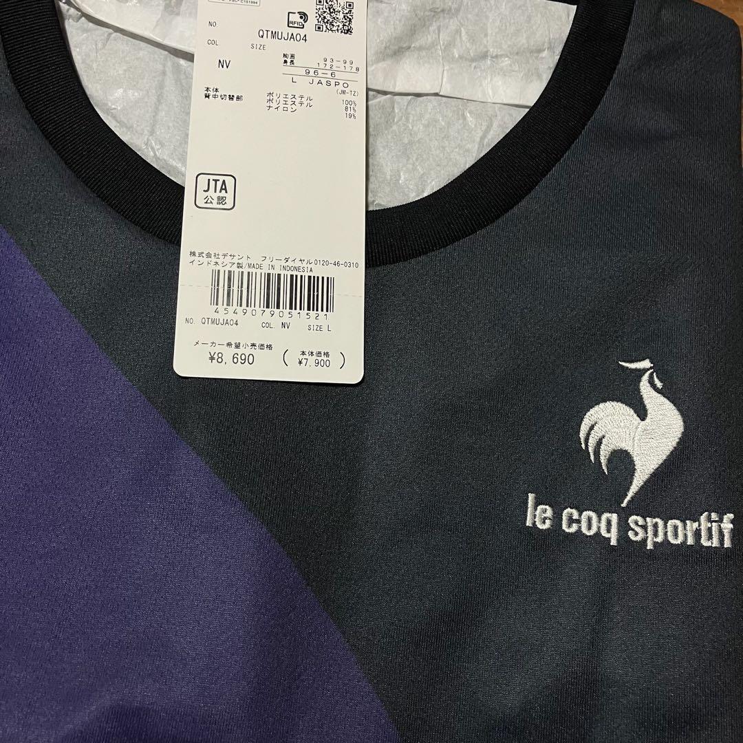 ルコックスポルティフ テニスウェア 半袖Tシャツ紺 QTMUJA04メンズL新品