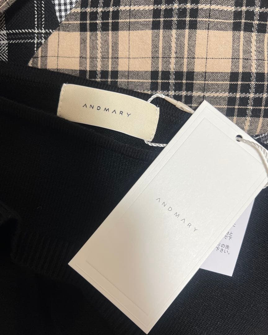 ANDMARY juni check dress beige Sサイズタグ付き