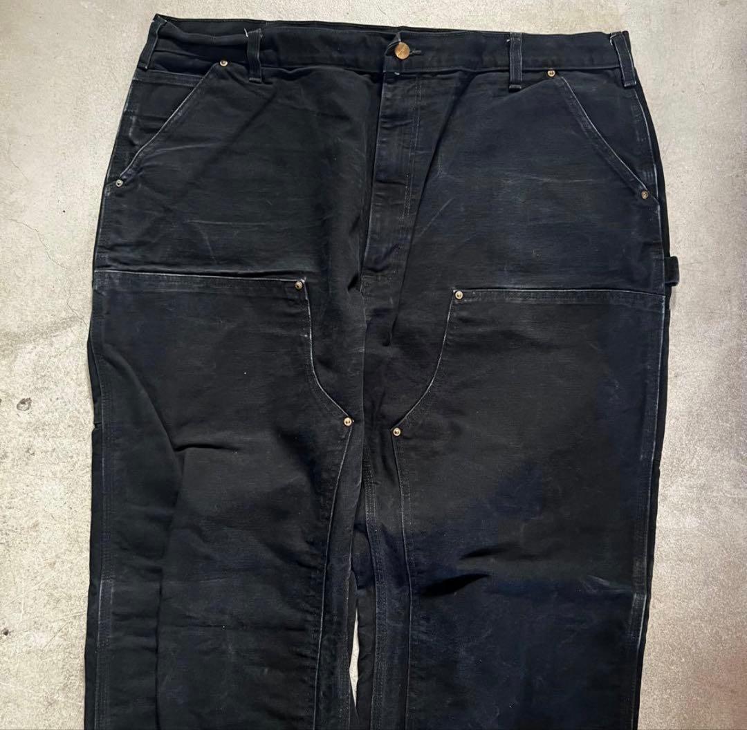 希少サイズ 90s USA製 カーハート ダブルニー B01 BLK