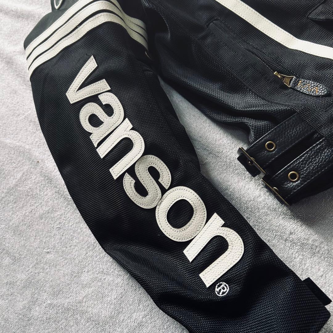 ★正規 VANSON VS25105S BK/WH メッシュライダースジャケット