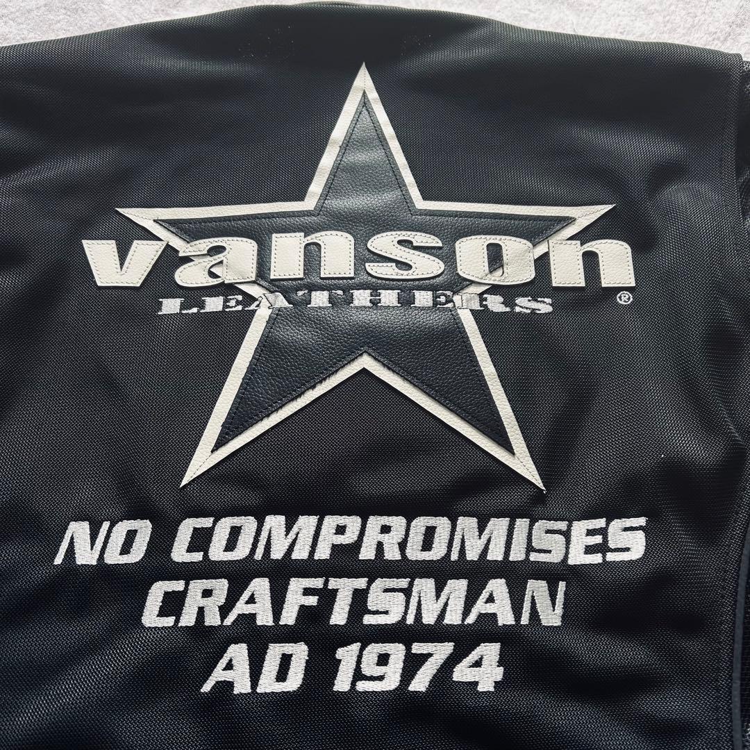 ★正規 VANSON VS25105S BK/WH メッシュライダースジャケット