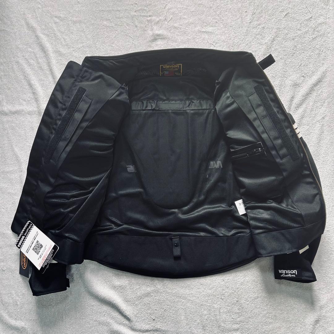 ★正規 VANSON VS25105S BK/WH メッシュライダースジャケット