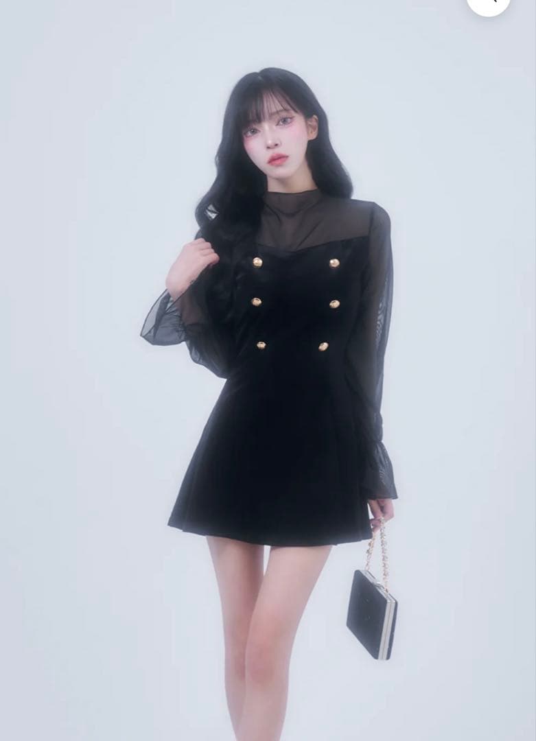 BELEAR MIMI ベリアミミ エレガントベロアミニワンピース ブラック