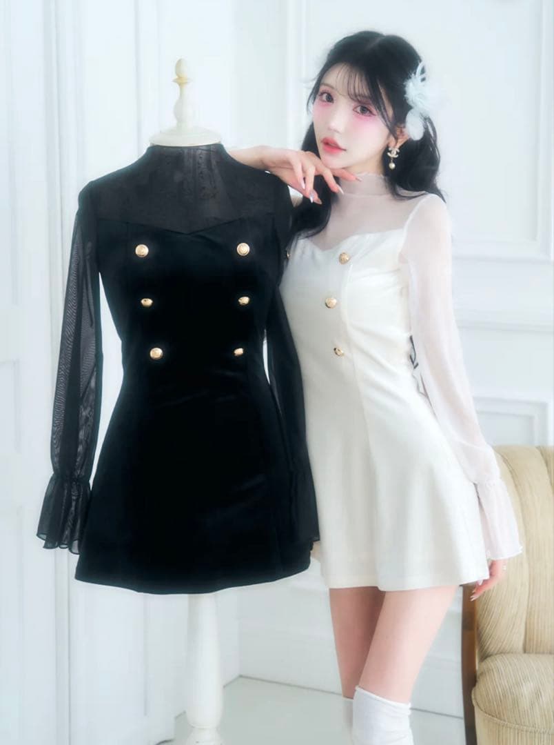 BELEAR MIMI ベリアミミ エレガントベロアミニワンピース ブラック