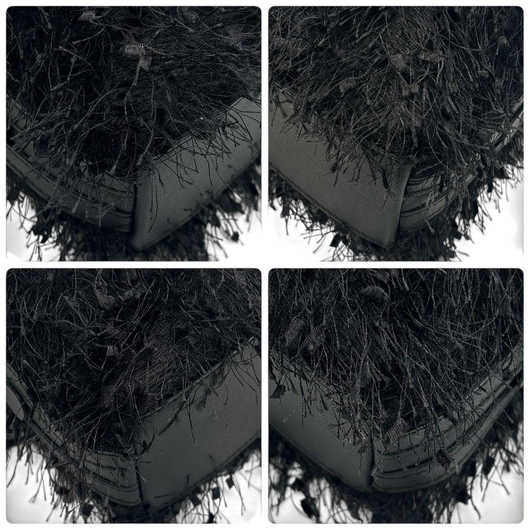 極美品◎ジャンニキャリーニ アリファ 斜めがけ可 ショルダーバッグ フリンジ 黒