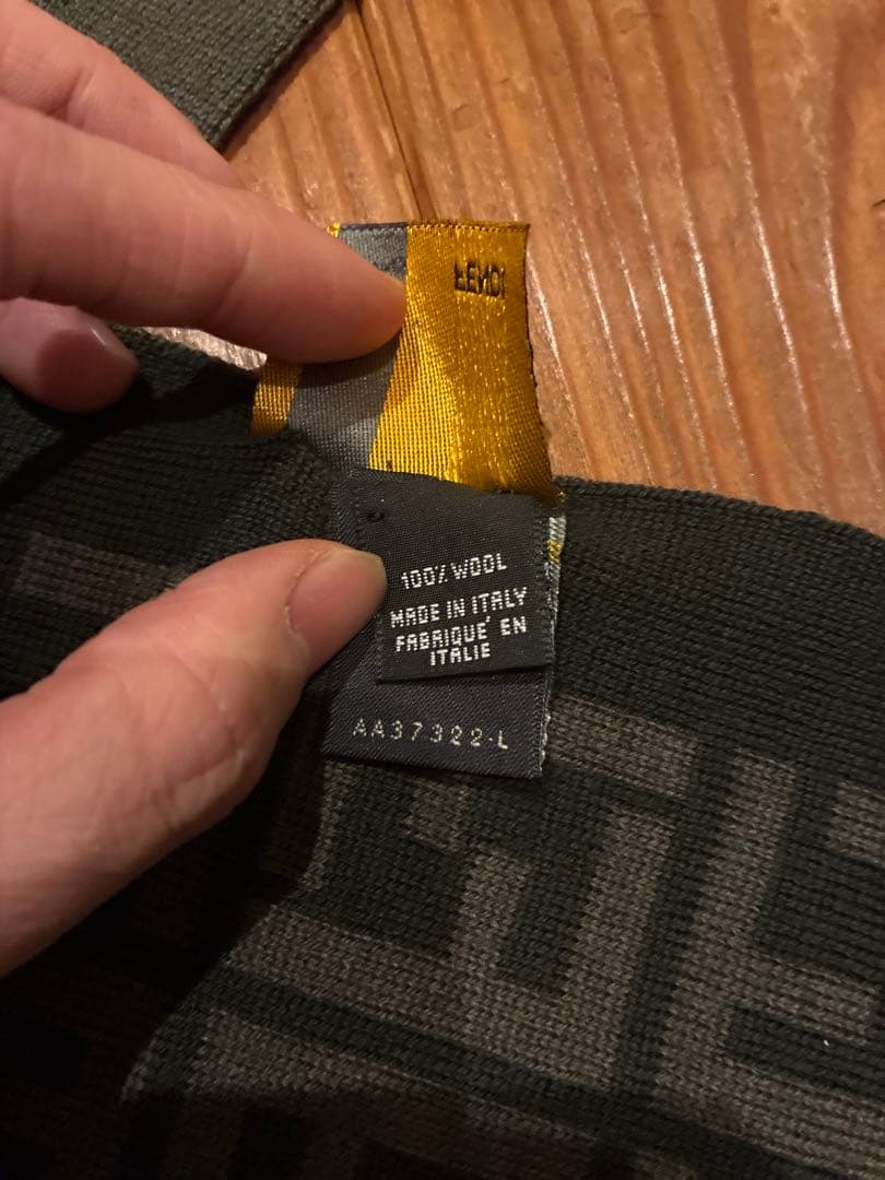 FENDI ロゴ マフラー イタリア製 ウール カーキ