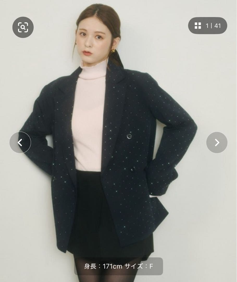 Olu.ラインストーンジャケット ネイビー