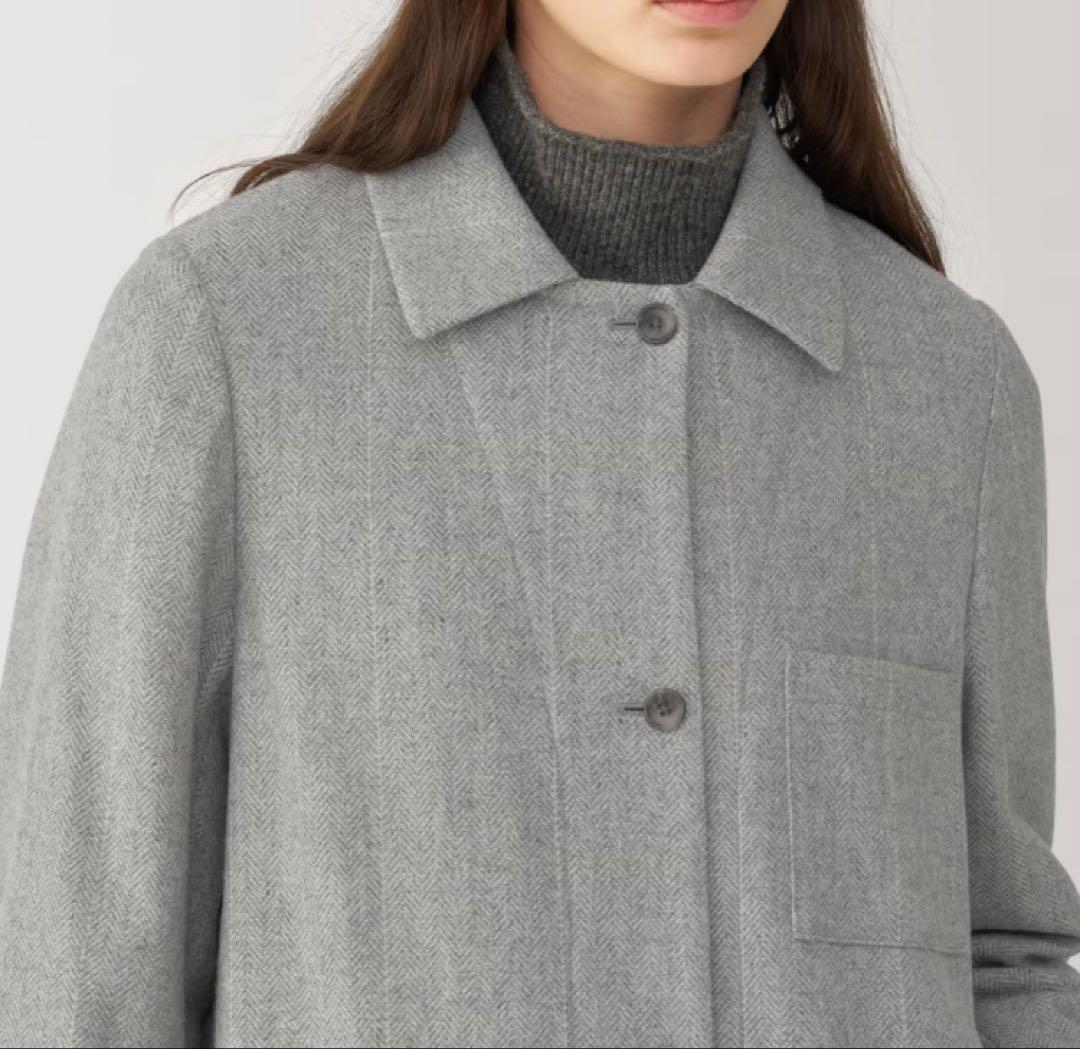 muji labo ムジラボ ウール混ロングコート Mグレー