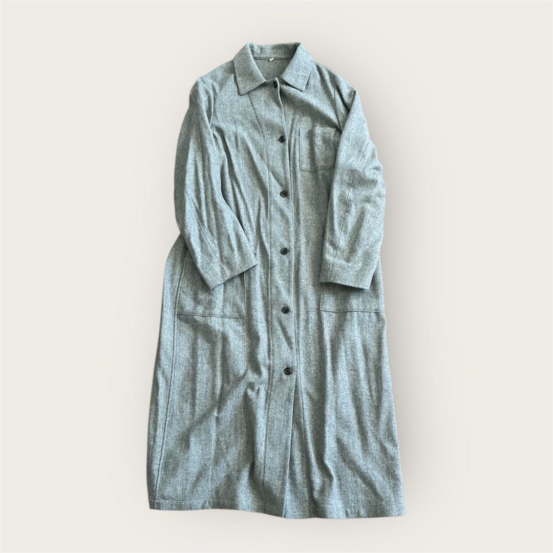 muji labo ムジラボ ウール混ロングコート Mグレー