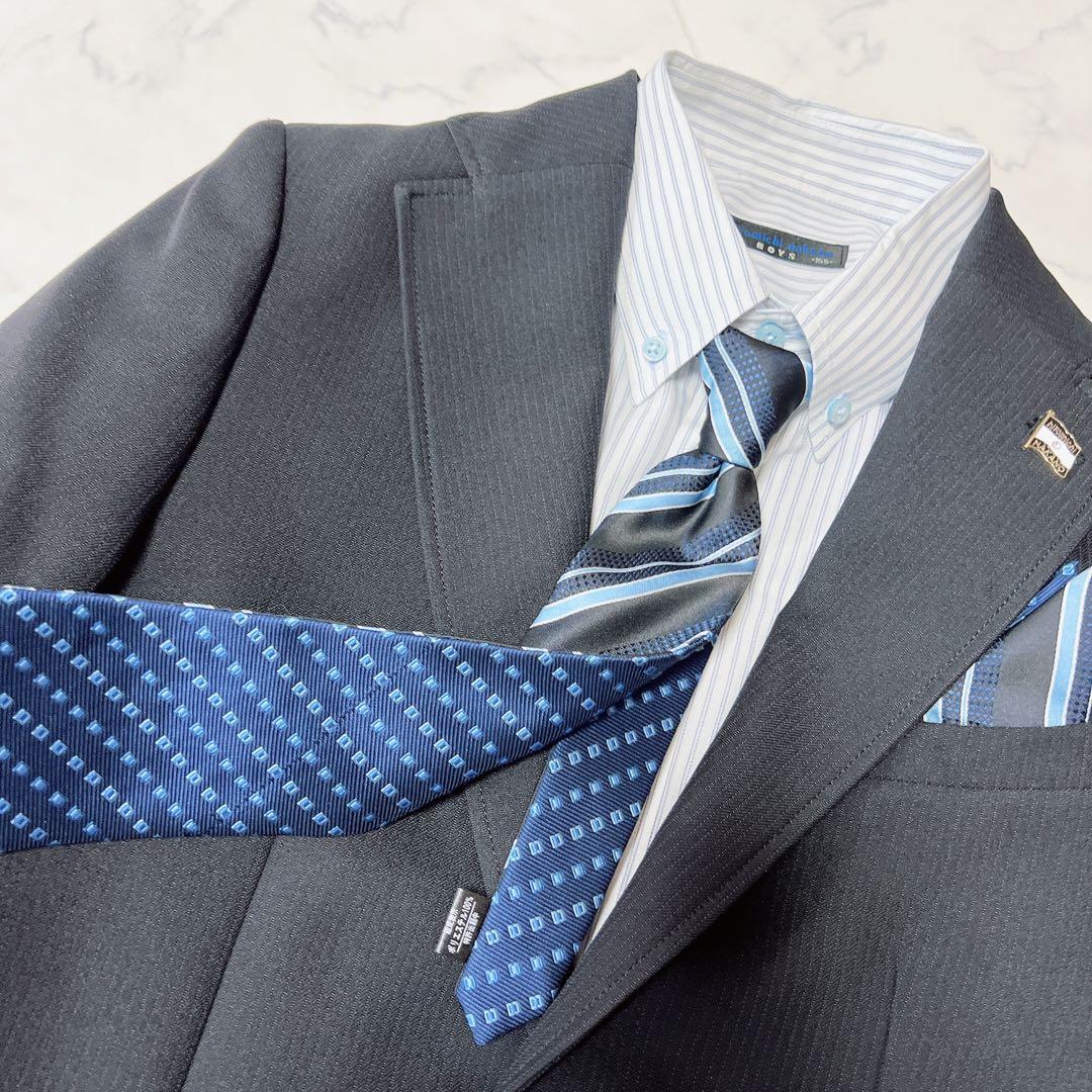 【良品】ヒロミチナカノ男の子 スーツ セットアップ 長ズボン 卒服 黒　165