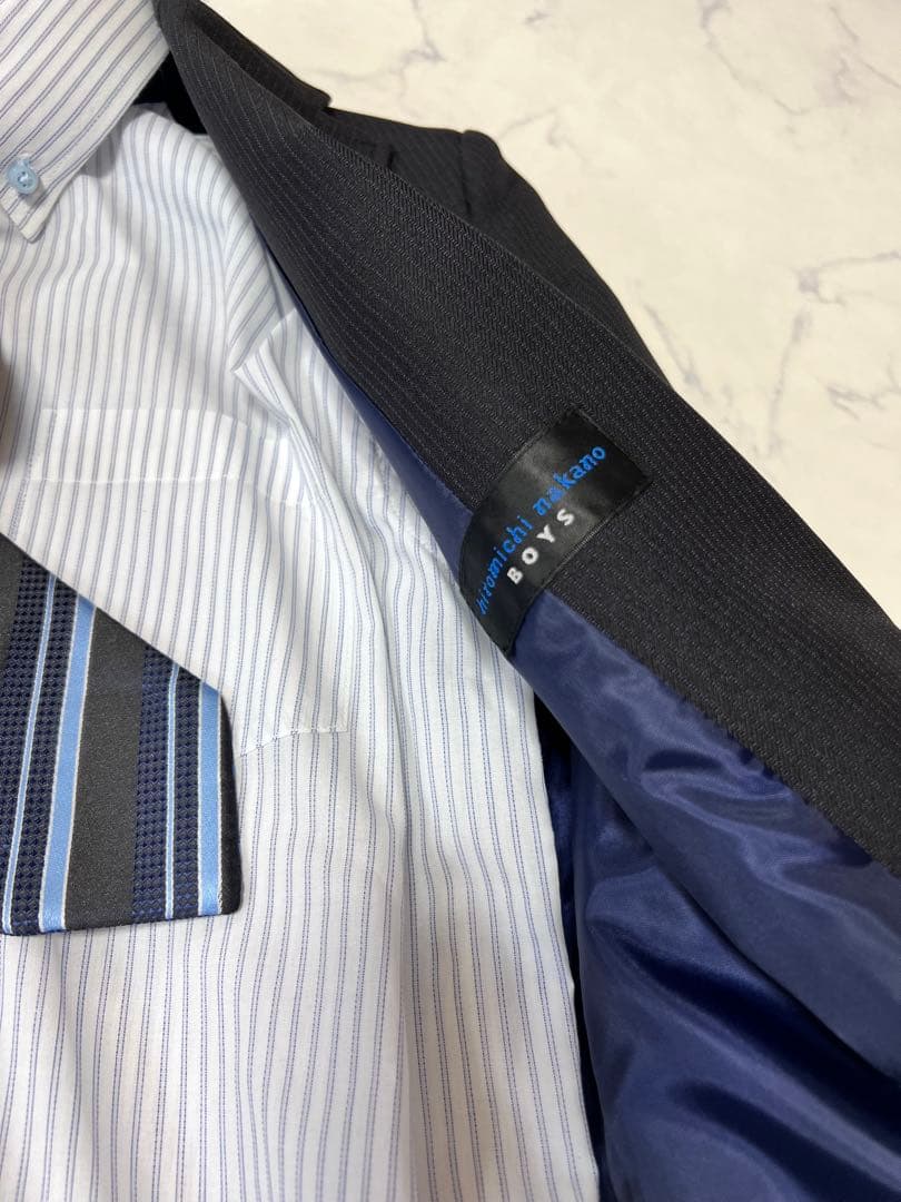 【良品】ヒロミチナカノ男の子 スーツ セットアップ 長ズボン 卒服 黒　165