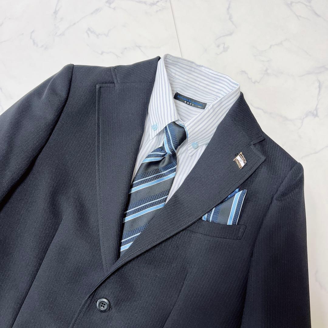 【良品】ヒロミチナカノ男の子 スーツ セットアップ 長ズボン 卒服 黒　165