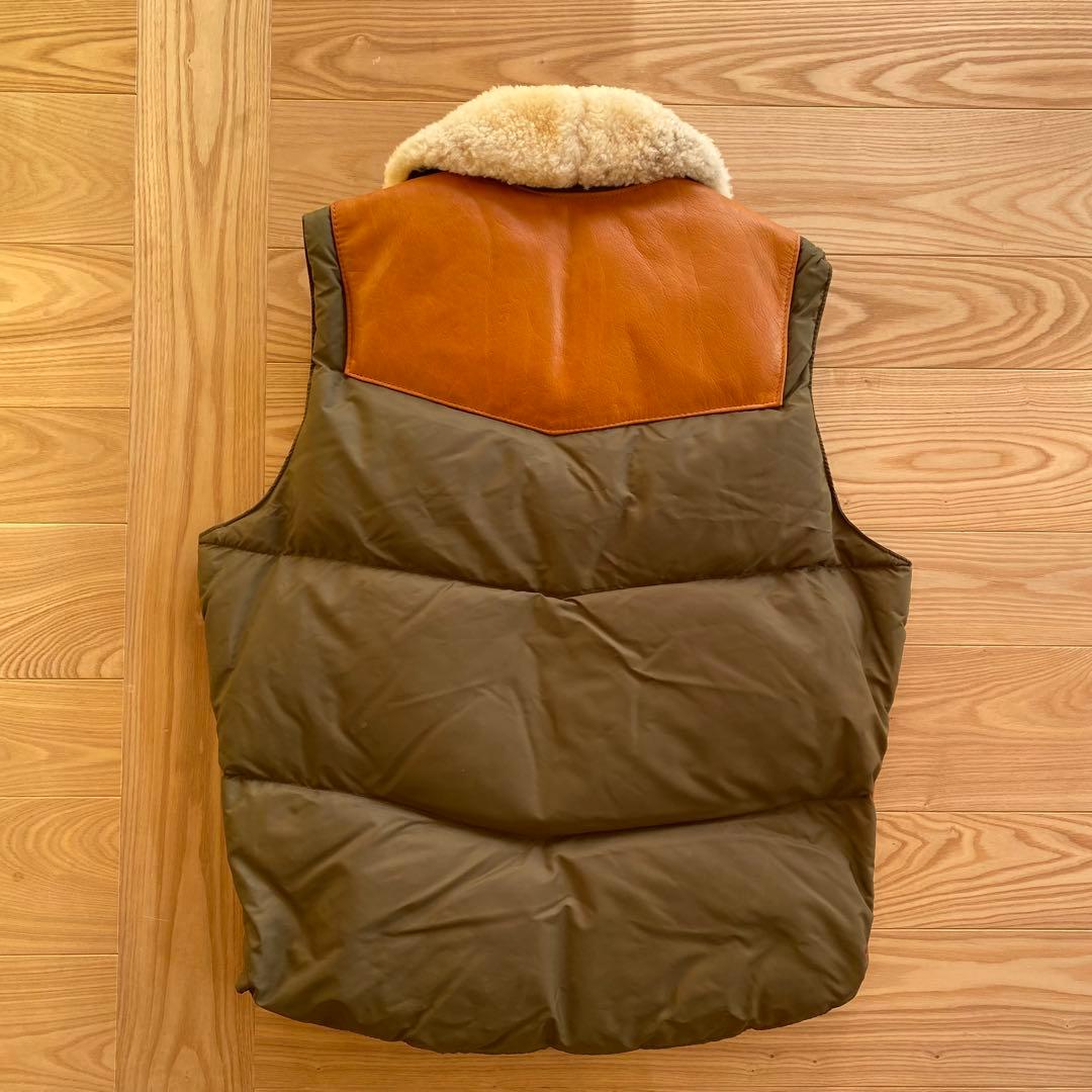 70s Schott ショット ダウンベスト 40 USA製 レザーヨーク ボア