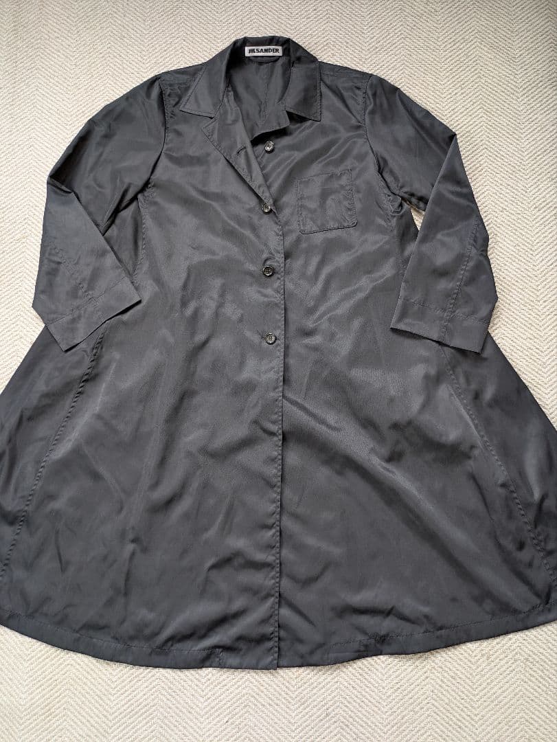 JIL SANDER ブラック トレンチコート　ロング Aライン　ヴィンテージ