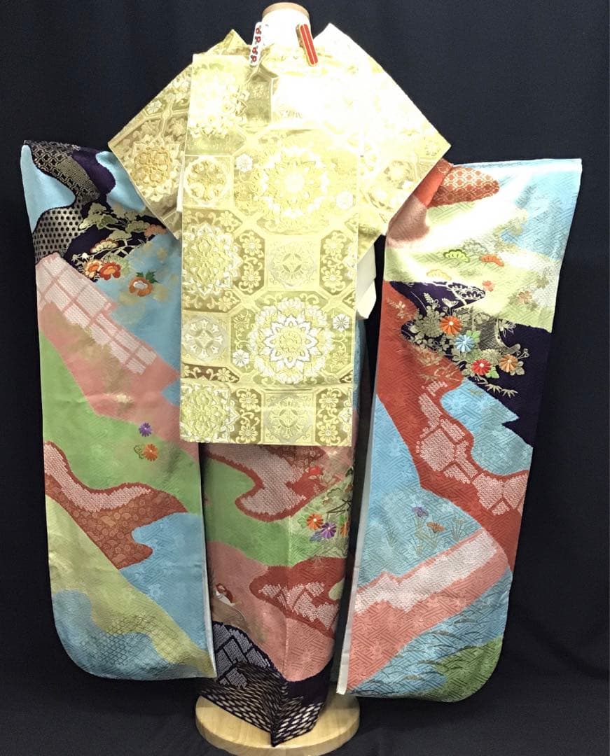 逸品 千總 京友禅 桶絞り 刺繍 絞り 振袖 川島袋帯フルセット