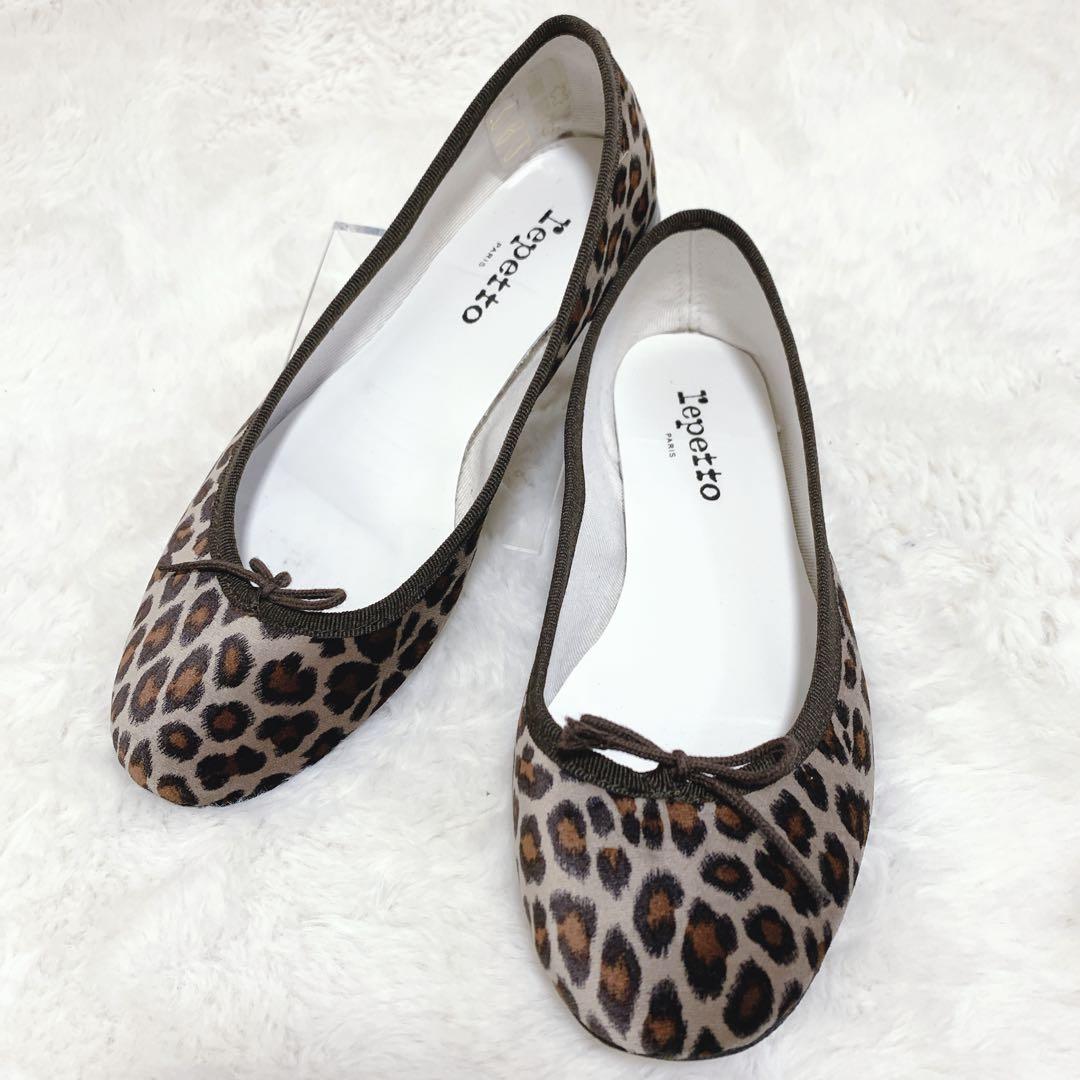 repetto レオパード柄 ヒョウ柄 バレエシューズ ベルベット ベロア 37