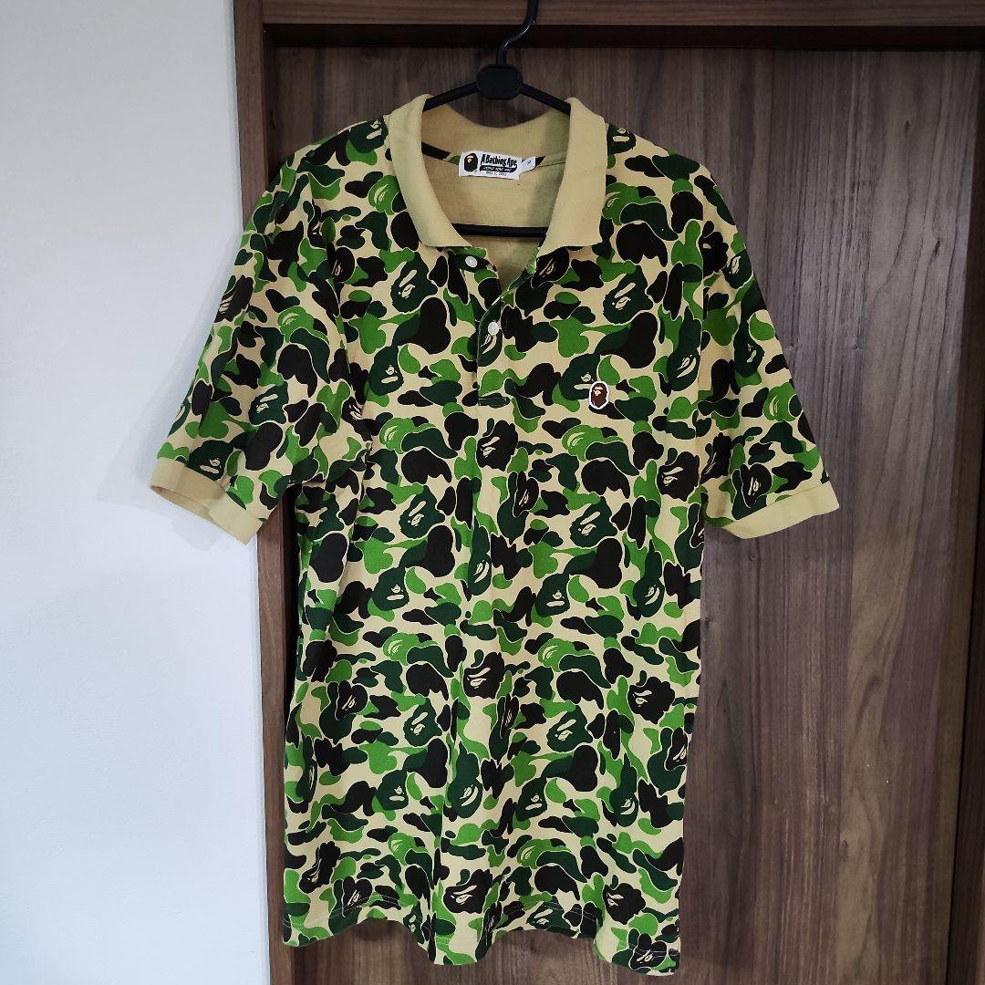 アベイシングエイプ 半袖ポロシャツ 迷彩 カモフラ 刺繍ロゴ XLサイズ