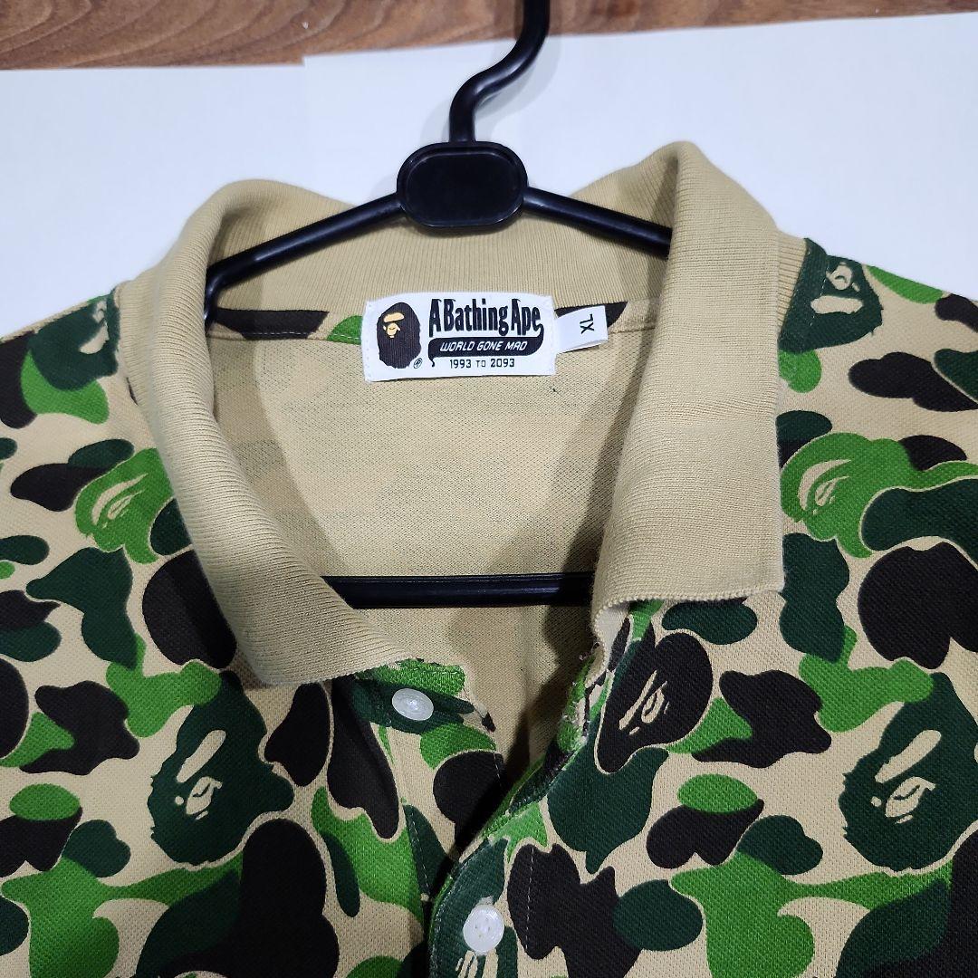 アベイシングエイプ 半袖ポロシャツ 迷彩 カモフラ 刺繍ロゴ XLサイズ