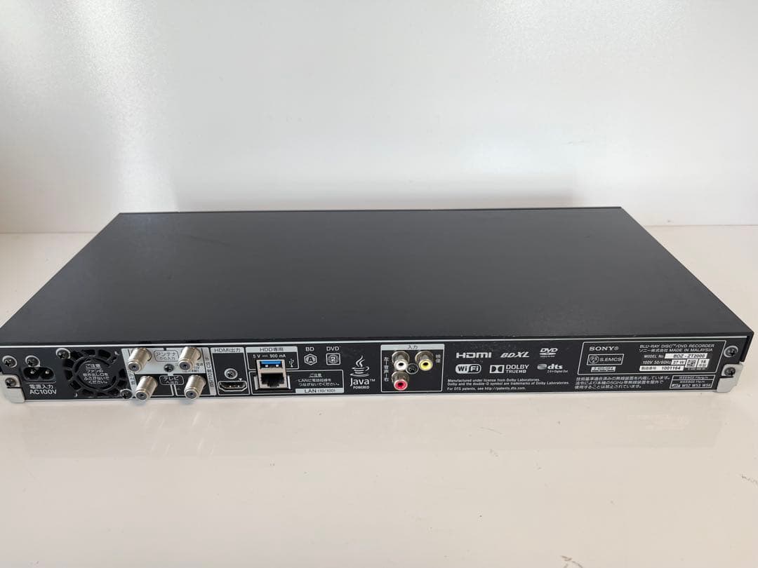 【ジャンク】SONY ブルーレイレコーダー BDZ-ZT2000 本体のみ