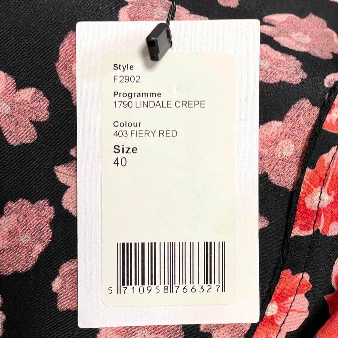 極美品 GANNI 花柄ラップワンピース カシュクール Aライン 40 赤 黒