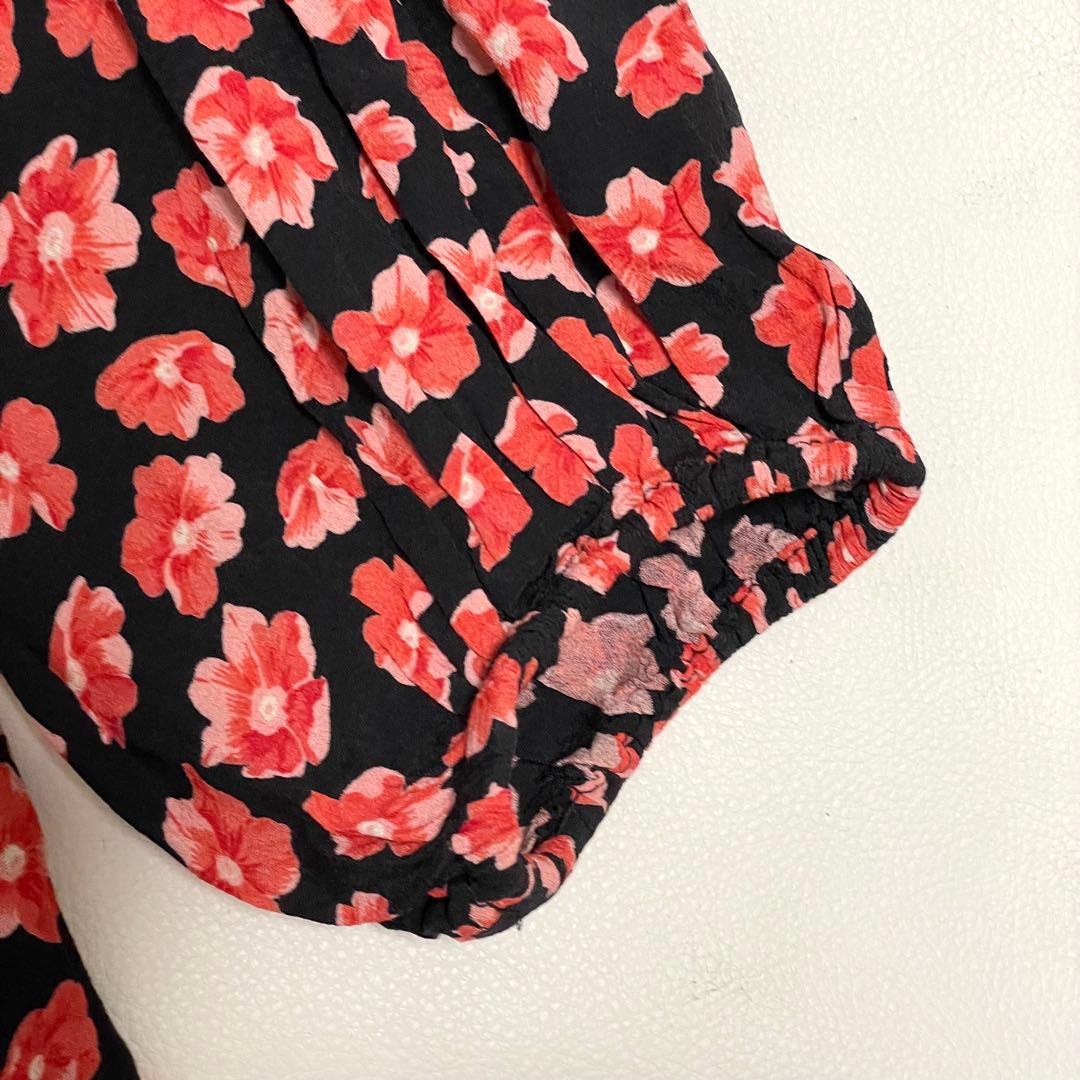 極美品 GANNI 花柄ラップワンピース カシュクール Aライン 40 赤 黒