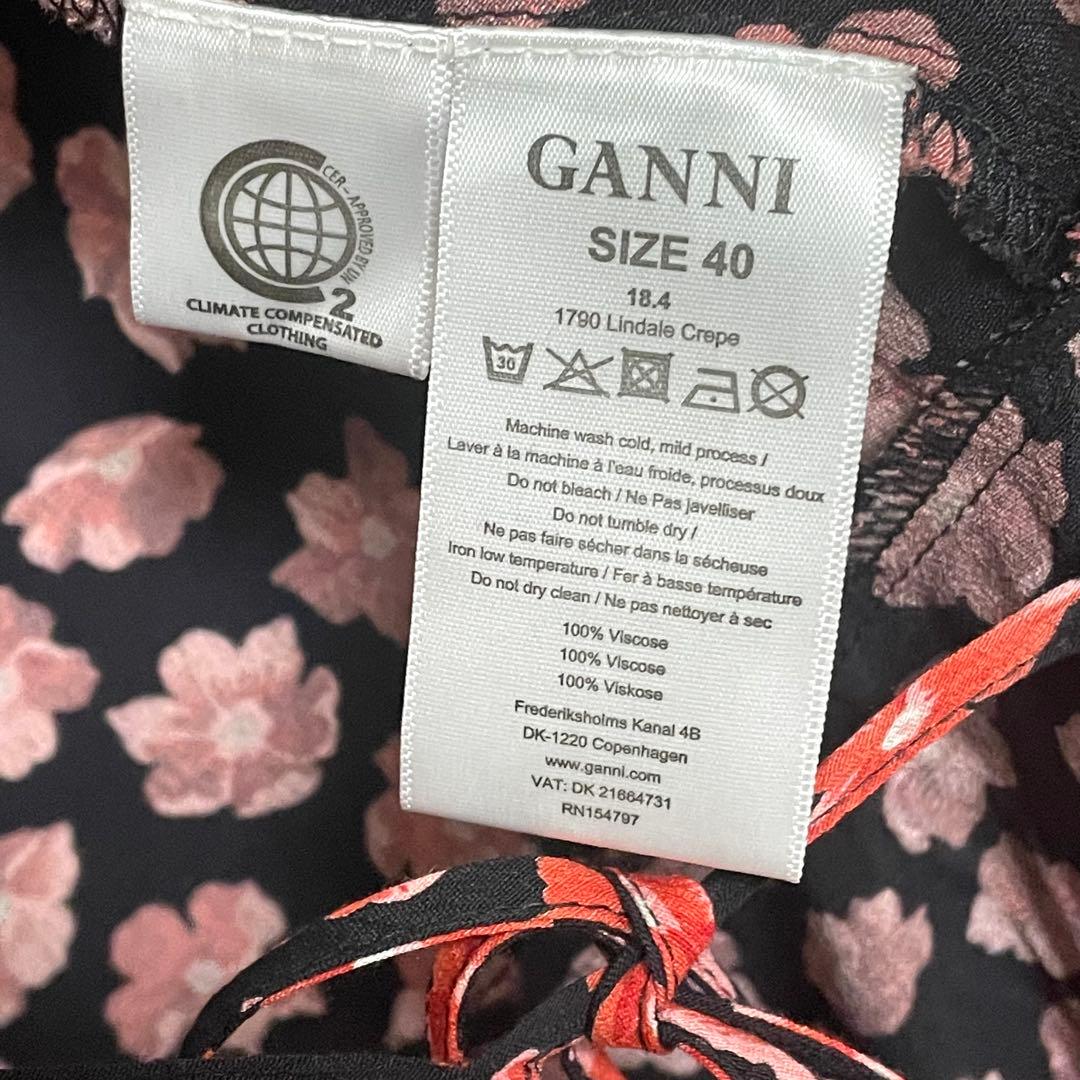 極美品 GANNI 花柄ラップワンピース カシュクール Aライン 40 赤 黒