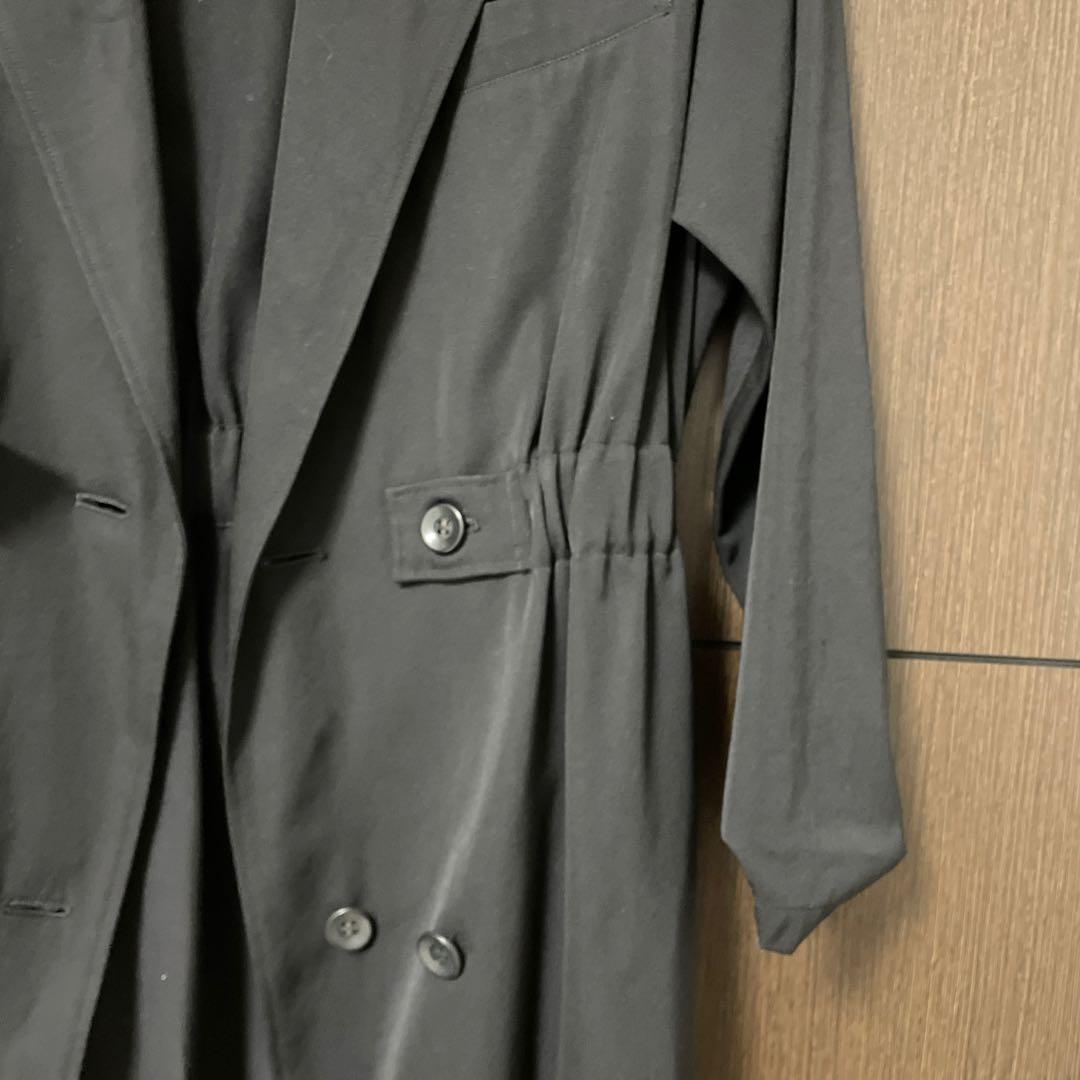 Ys ブラック ダブルブレスト　トレンチコート　ビンテージコート　ワンピース風