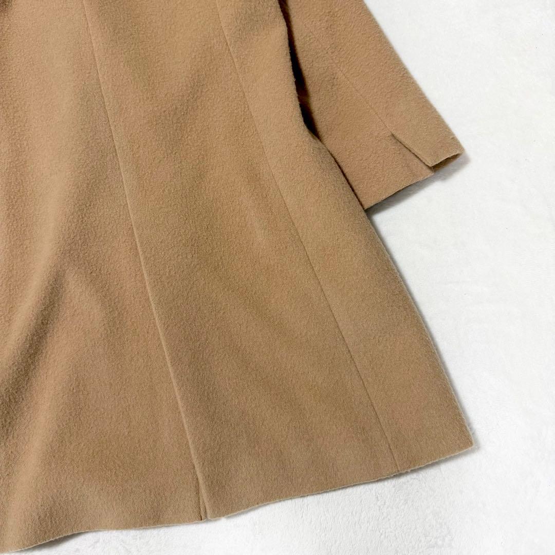 23区 アンゴラ ウール ロングコート ビーバーコート フード 38 キャメル