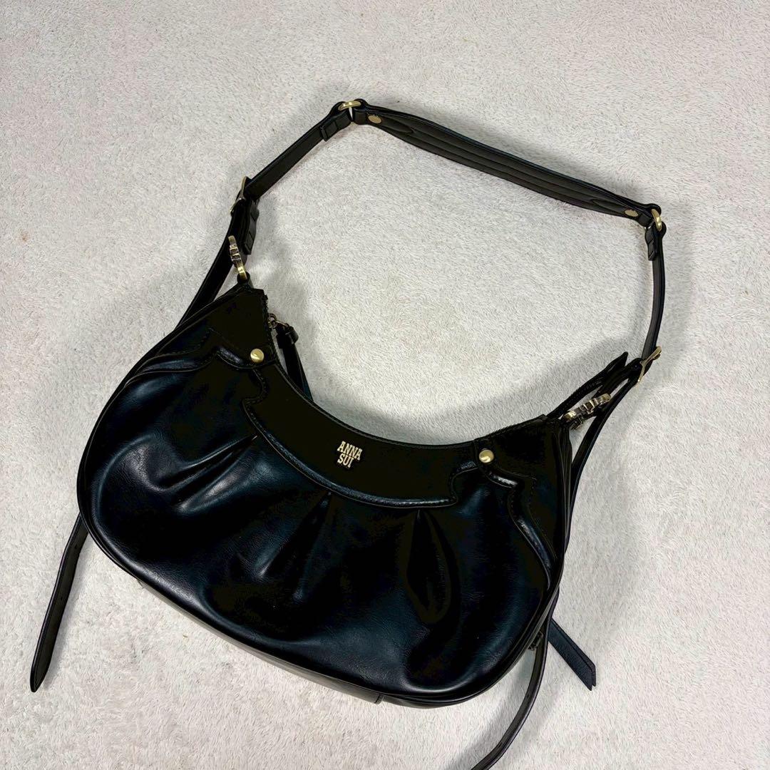 【未使用級✨】アナスイ　ショルダー　ディディオン　金具ロゴ　ハーフムーン　y2k