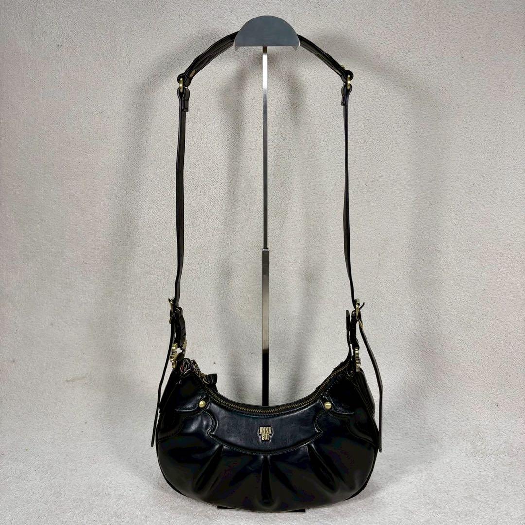 【未使用級✨】アナスイ　ショルダー　ディディオン　金具ロゴ　ハーフムーン　y2k