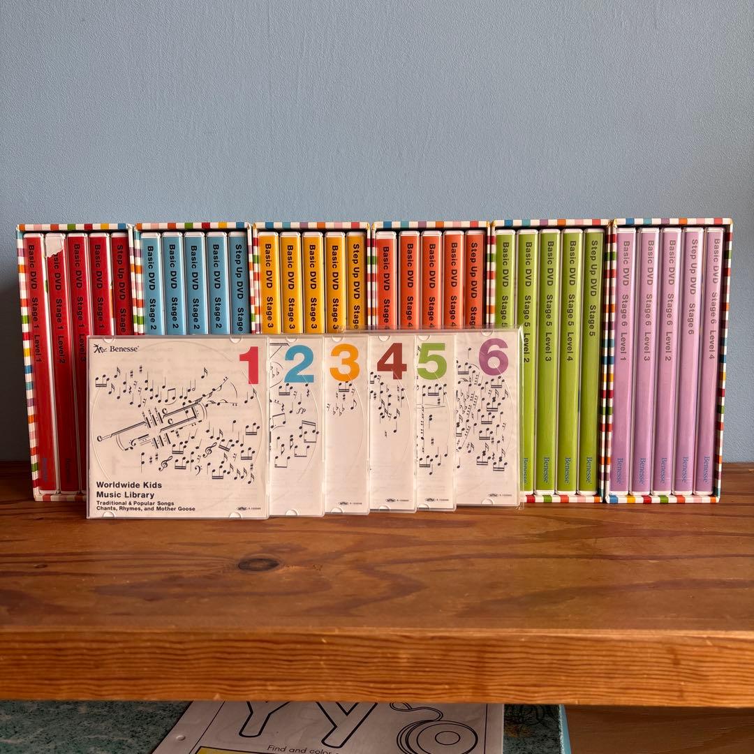 ワールドワイドキッズ　DVD5巻×6ステージ　歌のCD6枚セット