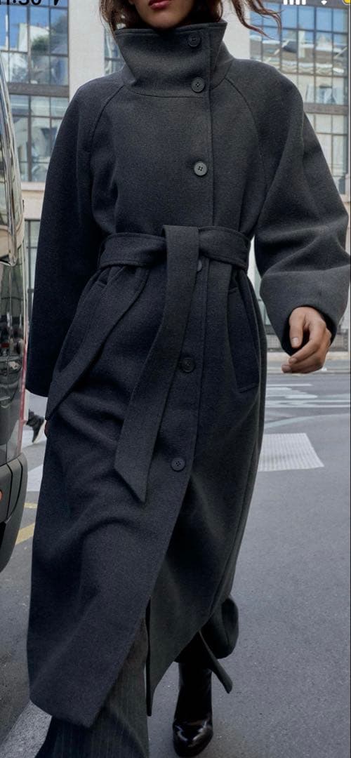 ZARAソフトハイネックベルトコートXS新品未使用