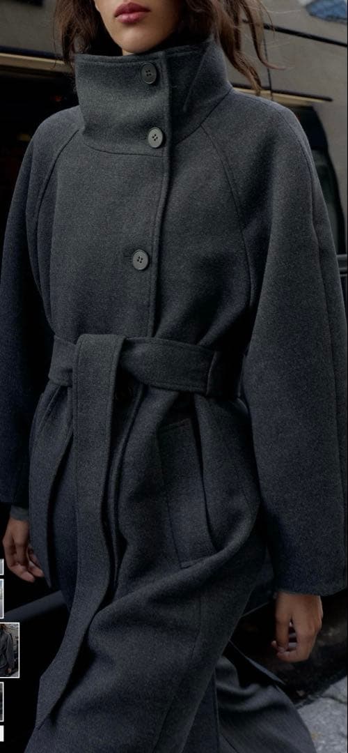 ZARAソフトハイネックベルトコートXS新品未使用