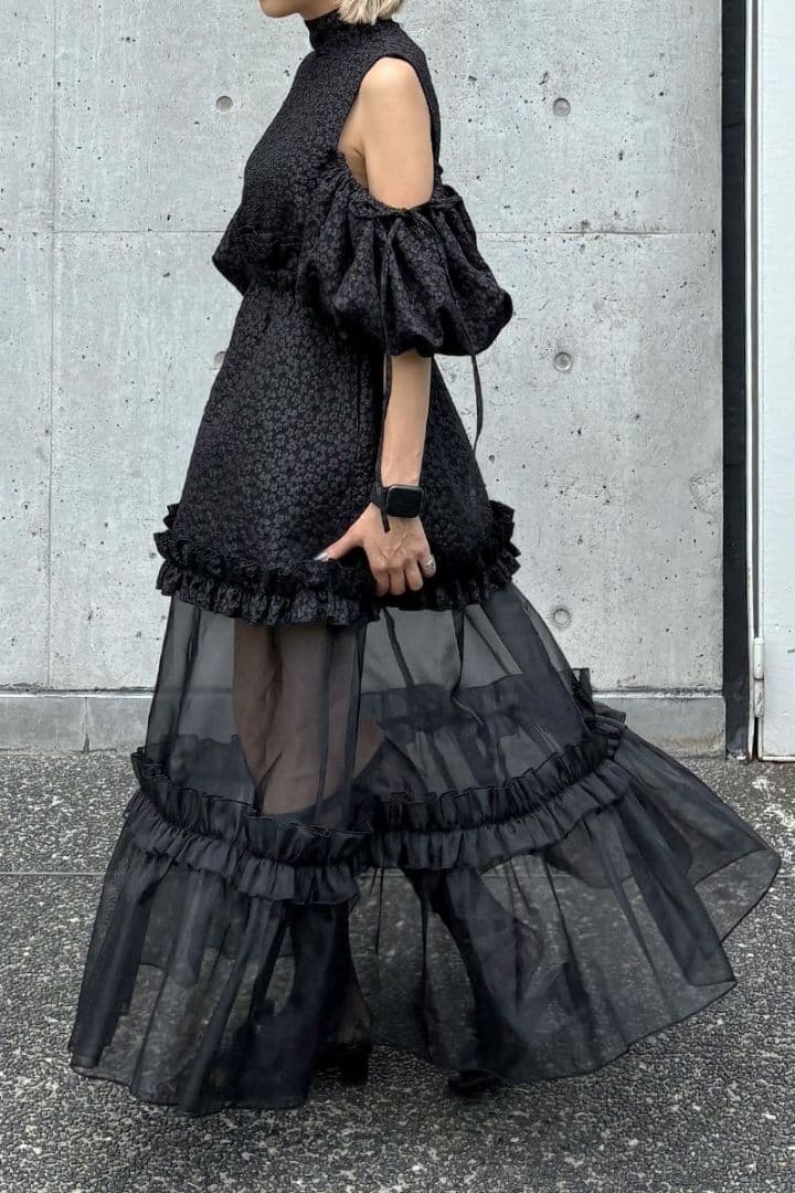 Cereal 透けスカート ワンピース 黒 オーガンジー モードフェミニン 韓国