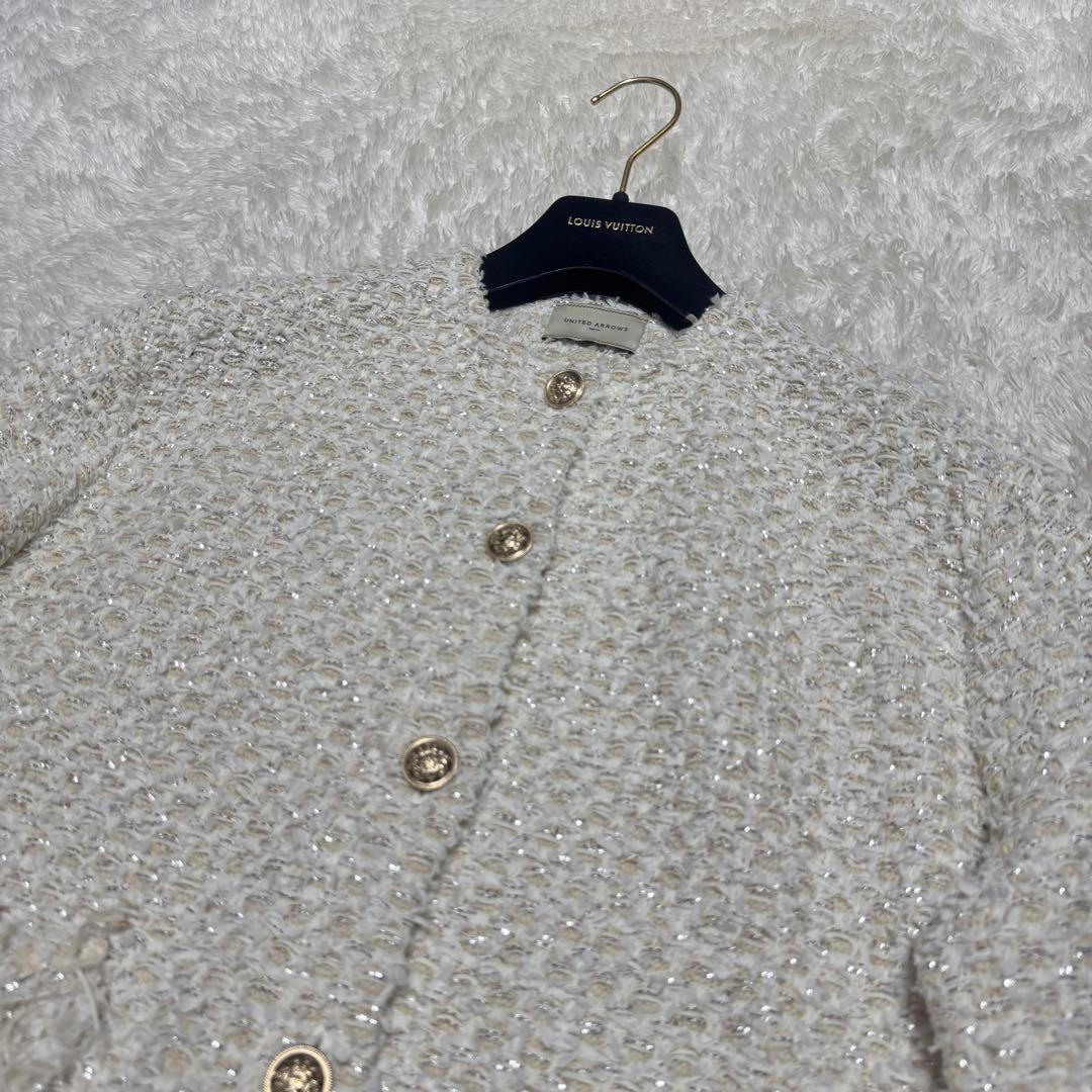 美品 UNITED ARROWS ファンシーツイードカーディガン ラメ 定価4万