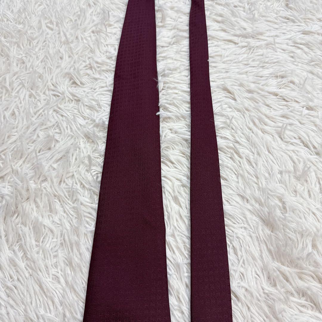 【美品】HERMES エルメス ネクタイ H柄 シルク100% ボルドー