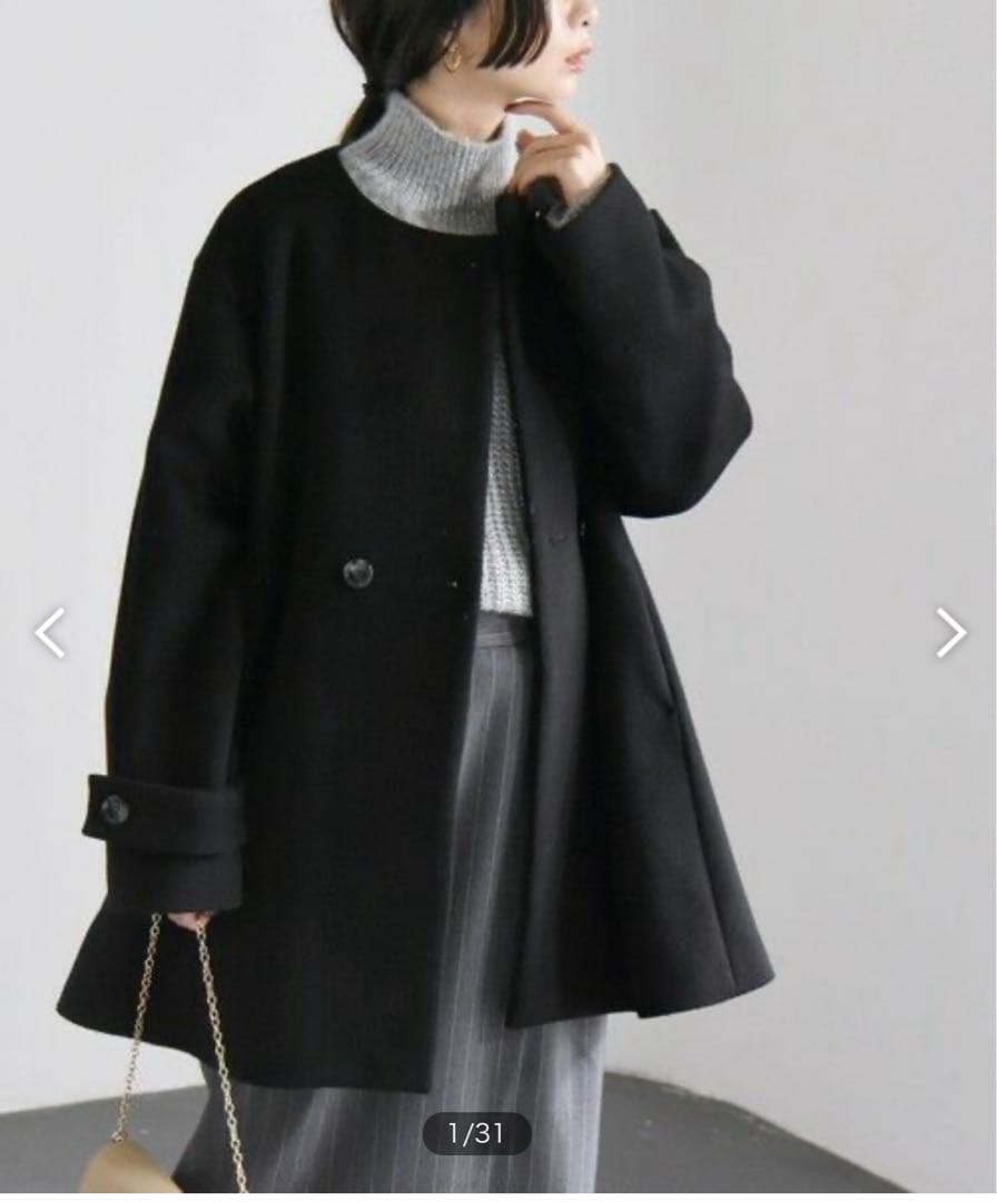 【2024AW】quaranciel SHIPS ウールノーカラーミドルコート