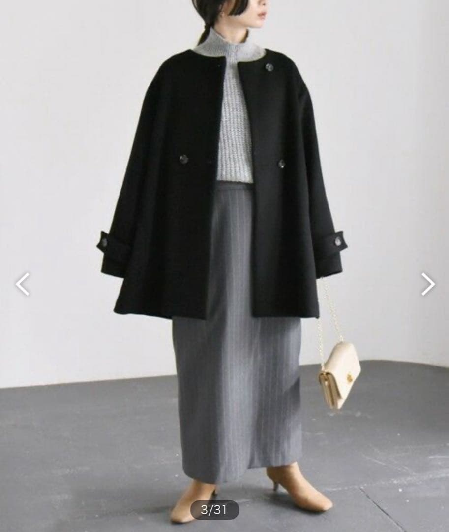 【2024AW】quaranciel SHIPS ウールノーカラーミドルコート