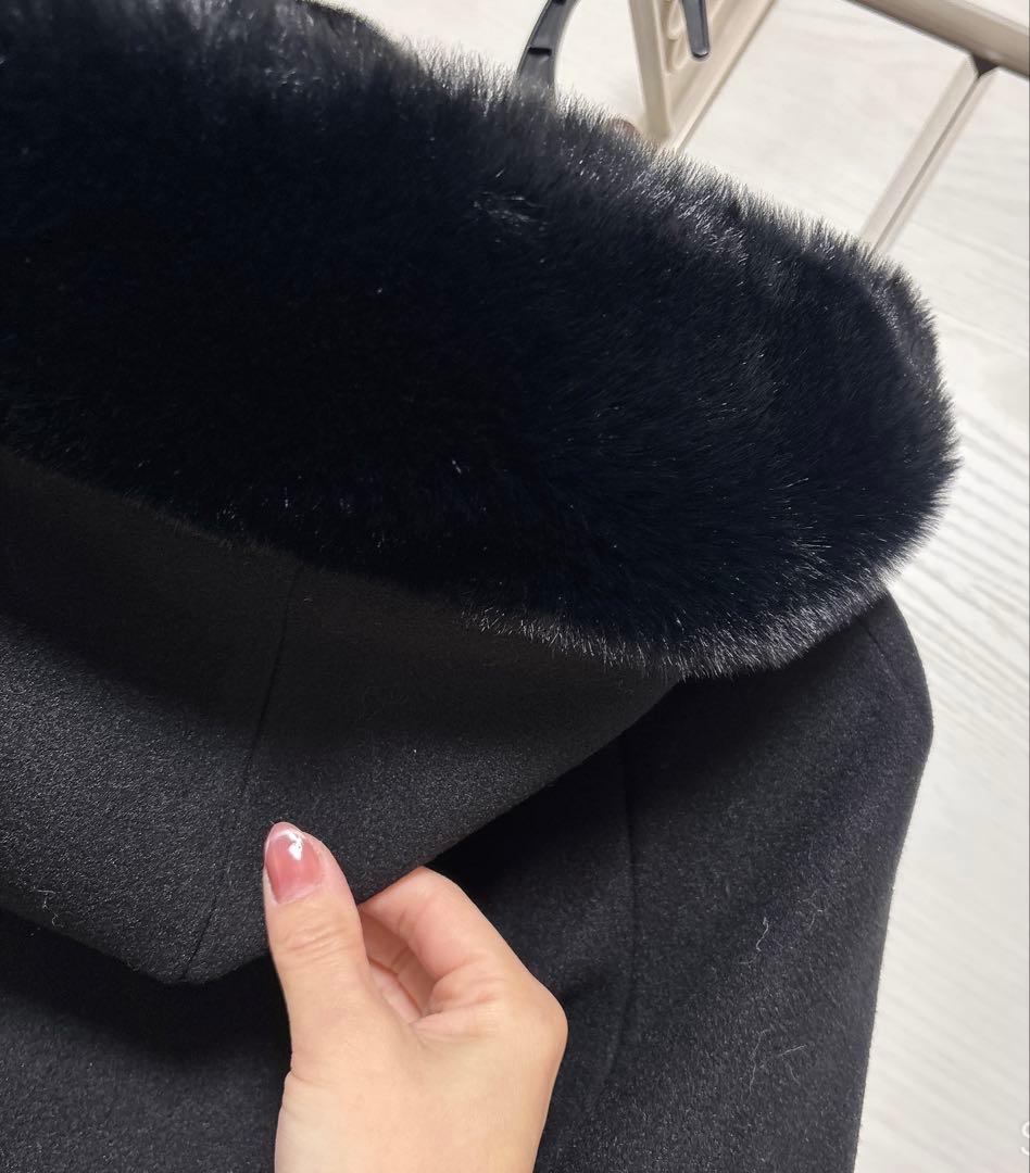 シェリミー フードファーリボンポンチョ ブラックRady