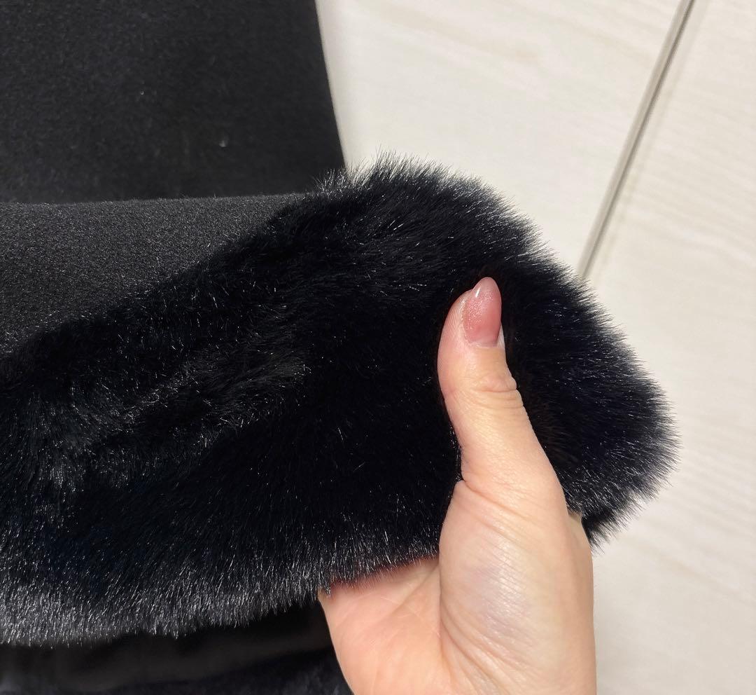 シェリミー フードファーリボンポンチョ ブラックRady